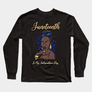 Juneteenth Black Girl Cute afro Girl Queen Celebrating 1865 Independence Long Sleeve T-Shirt